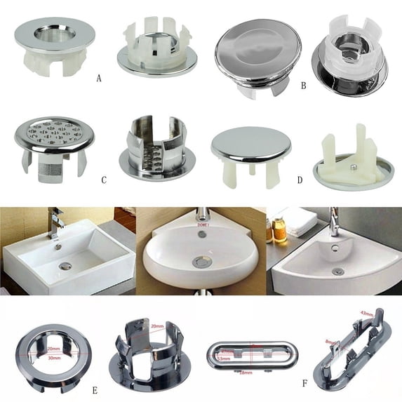 SeekLGT Bathroom Basin Overflow Cover Silver Mesh Ring Sink Trim for Ceramic Washbasin Artistic Overflow Hole Cap for Kitchen 1PC