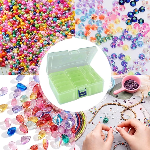 SeekLGT Bead Organizer Storage Containers Transparent Plastic Hinged Lid Removable Compartments Jewelry Making Supplies 1 Set 1 Large 14 Small
