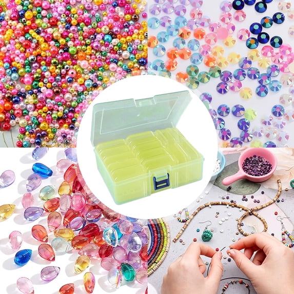 SeekLGT Bead Organizer Storage Containers Transparent Plastic Hinged Lid Removable Compartments Jewelry Making Supplies 1 Set 1 Large 14 Small