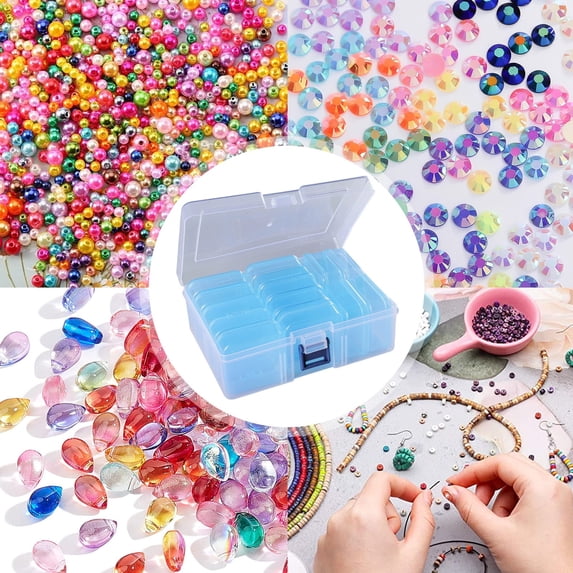 SeekLGT Bead Organizer Storage Containers Transparent Plastic with Hinged Lid Small Compartments Jewelry Making Supplies 1 Set 1 Large 14 Small