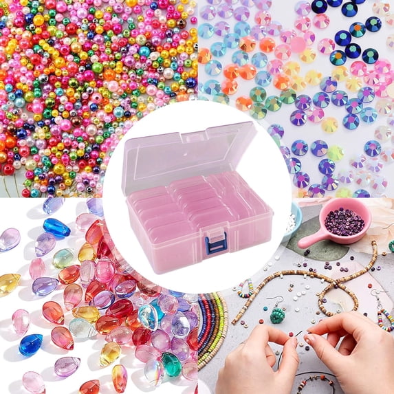 SeekLGT Bead Organizers Storage Containers Transparent Plastic Hinged Lid Small Compartments Diamond Painting Supplies 1 Set 1 Large 14 Small