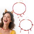 thumbnail image 1 of SeekLGT Blood Necklace Gothic Blood Drop Fringe Necklace Dripping Blood Choker Beaded Tassels Vampire Jewelry Accessories Halloween Costume Statement Piece for Women, 1 pc, 1 of 8