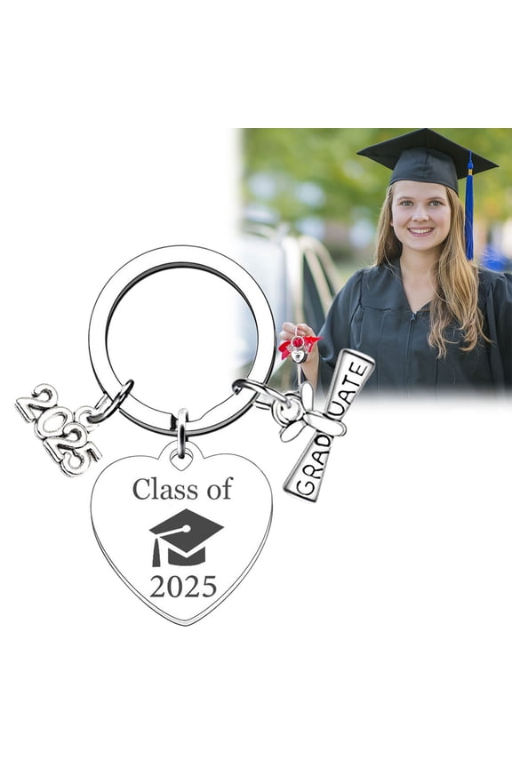 Class of 2025 Graduation Keychain Stainless Steel Inspirational Graduate Gift with 2025 Charm Round Key Ring for Boys and Girls Seniors Friends