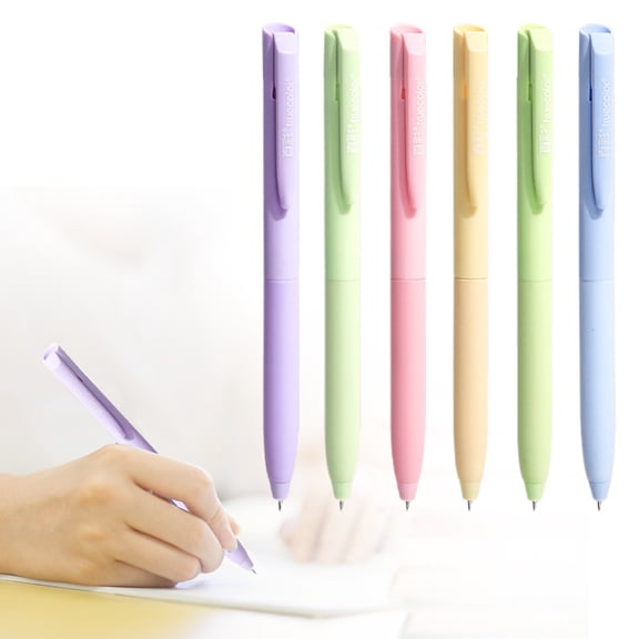 SeekLGT Colored Gel Pens for Note Taking 0.5mm Fine Point Smooth Writing Pens No Smear Retractable Aesthetic Gel Ink Pen Set for Journaling and Office Supplies, 6-Count