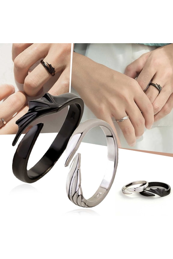 Couple Matching Rings for Men and Women Adjustable Sun Moon and Devil Dragon Open Promise Rings Set for Anniversary and Wedding Jewelry 2x