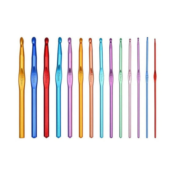 SeekLGT Crochet Hook Set 14 Pieces Multicolored Aluminum Crochet Needles for Yarn Crafting Ergonomic Metal Knitting Needles for Beginners and Experts 14 Count