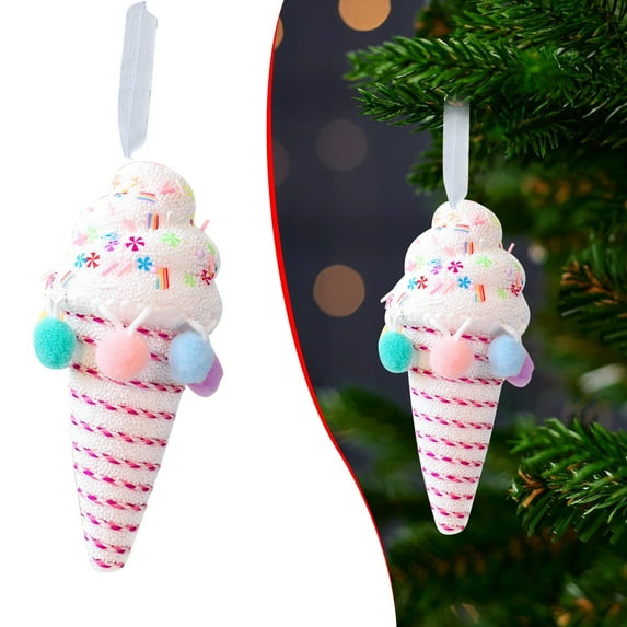 SeekLGT Cute Christmas Ice Cream Dessert Ornaments Mini Faux Donut Cupcake Candy Tree Hanging Decor Colorful Sweet Treat Props for Holiday Party