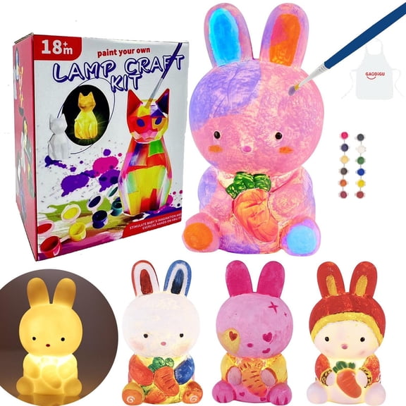 SeekLGT DIY Animal Painting Night Light Kit Glow Art Craft Lamp Creative Doodle Design Decorative Moon Lamp Style for Bedroom Desk Decor 1 Hand Painted Lamp