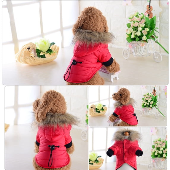SeekLGT Dog Winter Jacket Warm Down Cotton-Padded Puffer Coat Windproof Dog Coat Winter Hoodie for Small Medium Large Dogs Water Resistant Outerwear Black 1PC