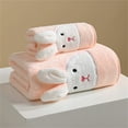 thumbnail image 1 of SeekLGT Embroidered Coral Fleece Towels Soft Plush Bath Towel Set High Absorbency Cute Pattern Family Towels for Home Bathroom Use, 1 of 8