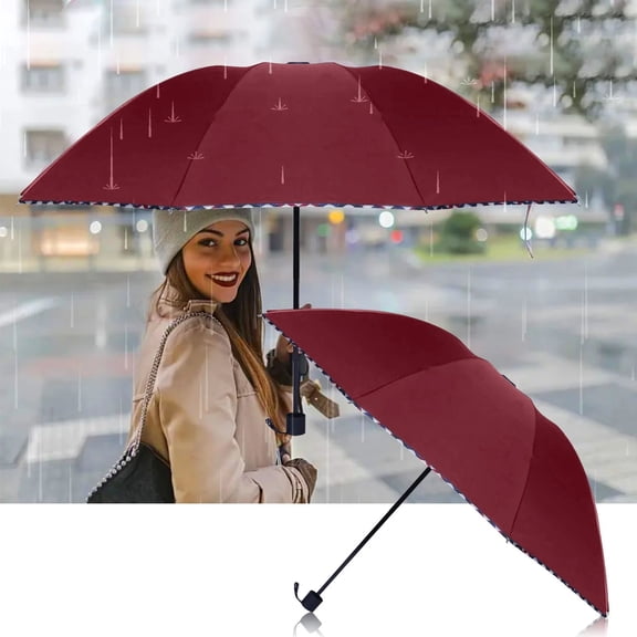 SeekLGT Extra Large Compact Umbrella, Oversize Double Canopy Vented Windproof UV Umbrella with 50+ red Coating, Automatic Open Close Travel and Golf Umbrella, 1pc