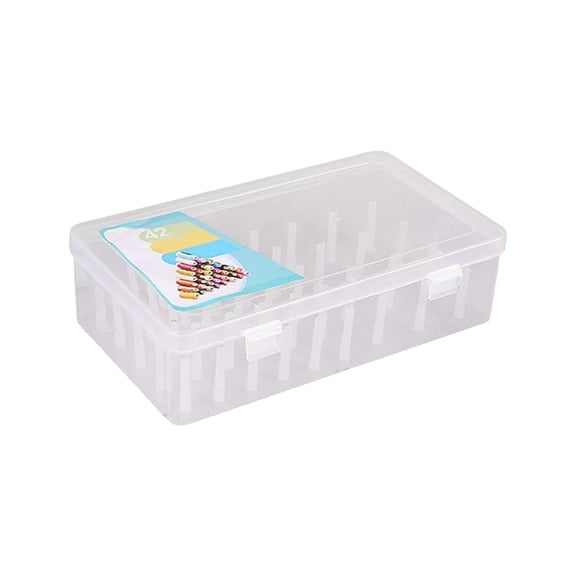 SeekLGT Fishing Line Sorting Box, Large Capacity 42 Spools Sewing Thread Holder, Clear Plastic Storage Container for Yarn and Craft Supplies, 9.33x5.39x2.6 in, 1pc