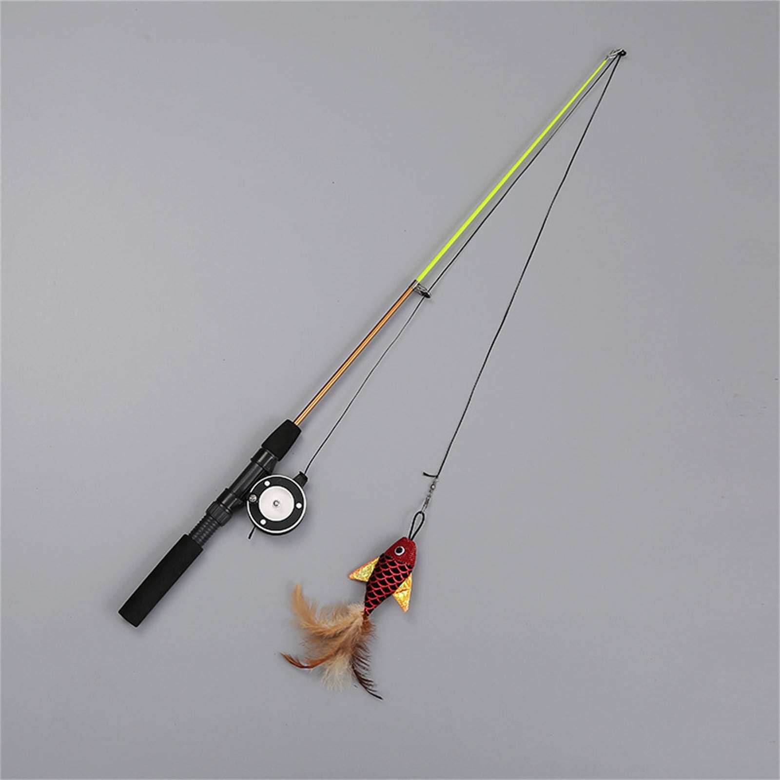 SeekLGT Fishing Rod Cat Toy Telescopic Cat Wand with Manual Pulley Reel ...