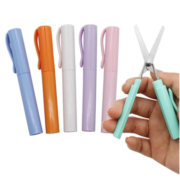 SeekLGT Folding Travel Scissors Portable Pocket Scissors with Foldable Stainless Steel Blades, Compact Mini Scissors for Office Crafting and Letter Opening, 1-Count
