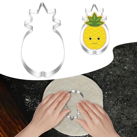 SeekLGT Fruit Cookie Cutter, Stainless Steel Strawberry Cookie Cutter and Food Shape Cutters for Baking, Tropical Pineapple and Banana Fruit Shape Cutter, 3in, 1-Piece