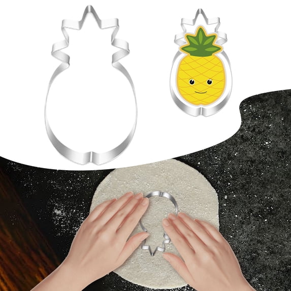 SeekLGT Fruit Cookie Cutter, Stainless Steel Strawberry Cookie Cutter and Food Shape Cutters for Baking, Tropical Pineapple and Banana Fruit Shape Cutter, 3in, 1-Piece
