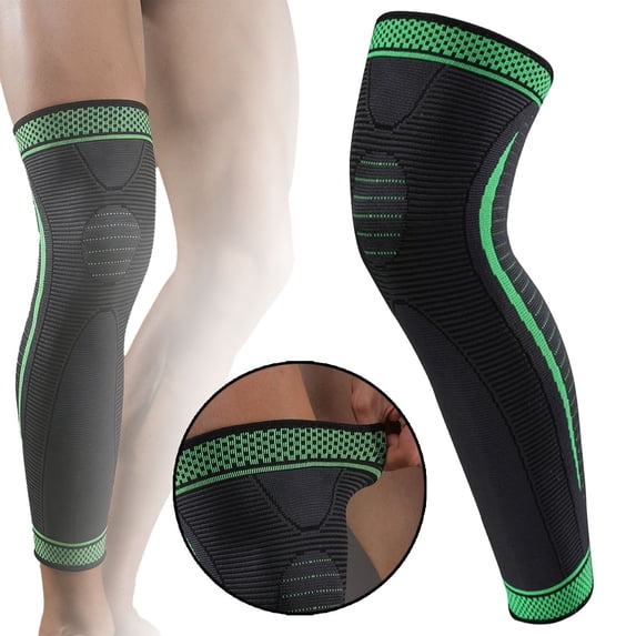 SeekLGT Full Leg Compression Sleeve for Men and Women, Long Basketball Leg Sleeve for Sports Cycling and Football, Breathable Performance Support, green, 1 Piece