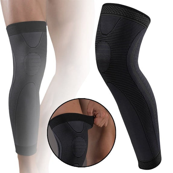 SeekLGT Full Leg Compression Sleeve for Men and Women, Long Leg Brace for Knee Support and Protection, Breathable Sports Compression, Black, 1 Piece