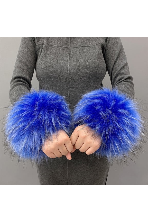 Furry Wrist Cuff Women’s Bracelet Soft Elastic Fashion Accessory Cozy Blue Plush Winter Cuff for Stylish Outfits