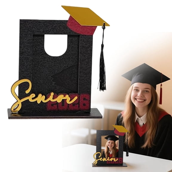 SeekLGT Graduation Picture Frame Class of 2026 Wooden Vertical Desktop Ornament and Commemorative Photo Display for Graduates Brown 1 Count
