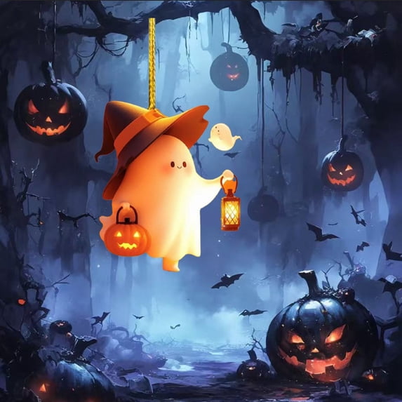 SeekLGT Halloween Car Hanging Decor Pumpkin Doll Plush Ornament Soft Hanging Accessory for Car Rearview Mirror Home Kid Room Festive Decoration