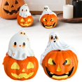 thumbnail image 1 of SeekLGT Halloween Decorations Indoor Cute Ghost Pumpkin Statue Figurine Resin Tabletop Decor Centerpiece Ornament for Home Desk Office Tiered Tray Decor, 1 pc, 1 of 9