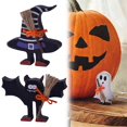 thumbnail image 1 of SeekLGT Halloween Ghost Decor Wooden Table Sign with Broomstick Freestanding Block Decor for Tiered Tray Home Kitchen Mantel, 1 pc, 1 of 8