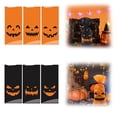 thumbnail image 1 of SeekLGT Halloween Gift Black Bags, Halloween Treat Bags Pumpkin Candy Cookie Favor Bags with Ties, Plastic Goodie Bags for Trick or Treat, Party Snacks, Popcorn, Desserts and Holiday Gifts 50pcs, 1 of 9