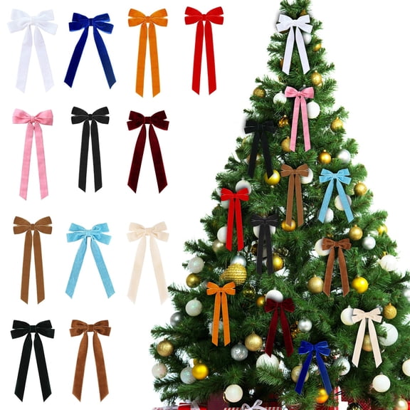 SeekLGT Handmade Brown Velvet Bow, Elegant Decorative Ribbon for Christmas Gifts Garlands and Seasonal Home Accents, Classic Festive Style