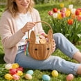 thumbnail image 1 of SeekLGT Handwoven Rattan Easter Basket Bunny With Handle Brown 6*8*12 in 1 Count, 1 of 5