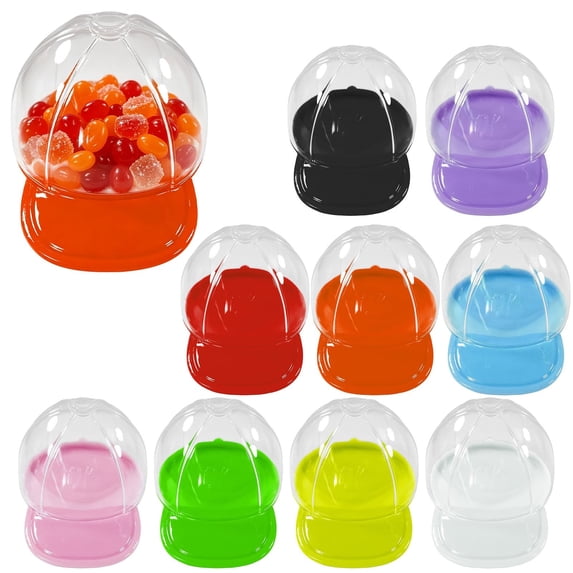 SeekLGT Hat Holders Baseball Cap Shaped Plastic Storage Cases Reusable Empty Capsule Containers For DIY Craft Small Fillers Candy Box Dust-proof Home Storage 3 pc