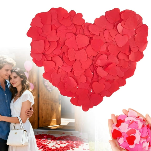 SeekLGT Heart Confetti Tiny Love Paper Sprinkles Biodegradable Heart-Shaped Confetti for Wedding Valentine Birthday Party Crafts