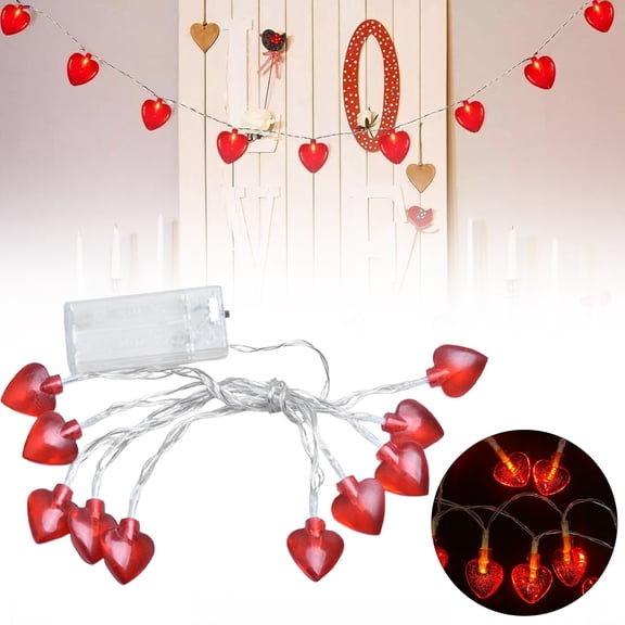 SeekLGT Heart String Lights Warm White LED Battery Operated Valentine Fairy Lights for Window Wall Hanging and Romantic Home Decorations Gold Heart Garland 59in 1 Count