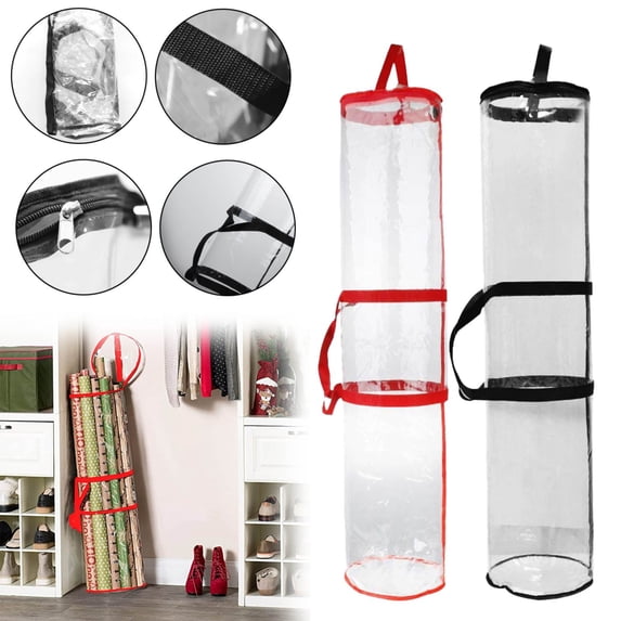 SeekLGT Holiday Essentials Clear PVC Gift Wrapping Paper Storage Bag ...