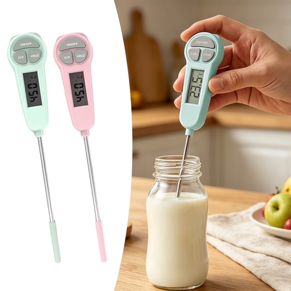 SeekLGT Instant Read Digital Kitchen Thermometer, High Precision Food Meat Probe, Lotus Pink 8 Inch Cooking Thermometer for BBQ Baking Sourdough and Candy Making