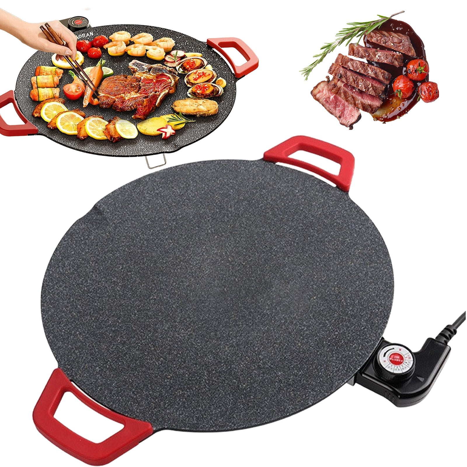 SeekLGT Korean BBQ Electric Grill Nonstick Indoor Tabletop Griddle Portable 110v Electric Grill Pan for Steak BBQ Pancakes and Home Cooking, 1 Grill