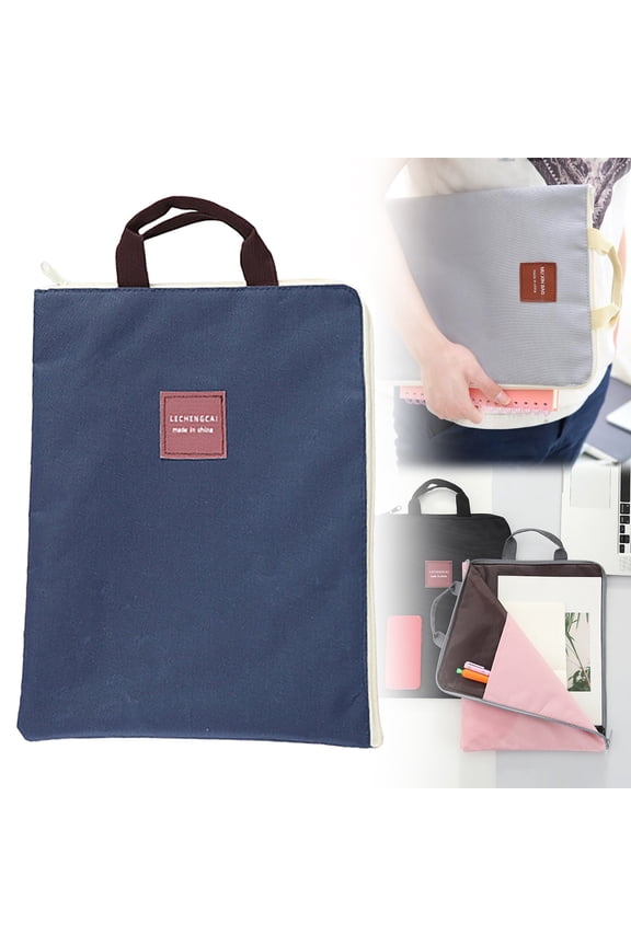 Laptop Sleeve Case Canvas Briefcase Bag Multilayer File Folder Business Document Bag Multifunctional Rectangular Travel Document Organizer