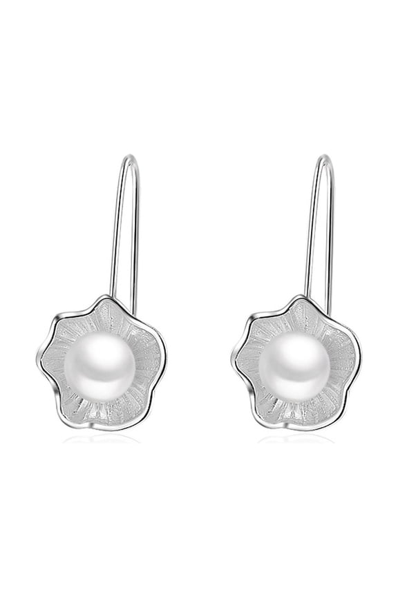 Lotus Flower Stud Earrings Retro Art Created Gemstone Pearl Studs Elegant Small Fresh Floral Jewelry for Women Anniversary Gift