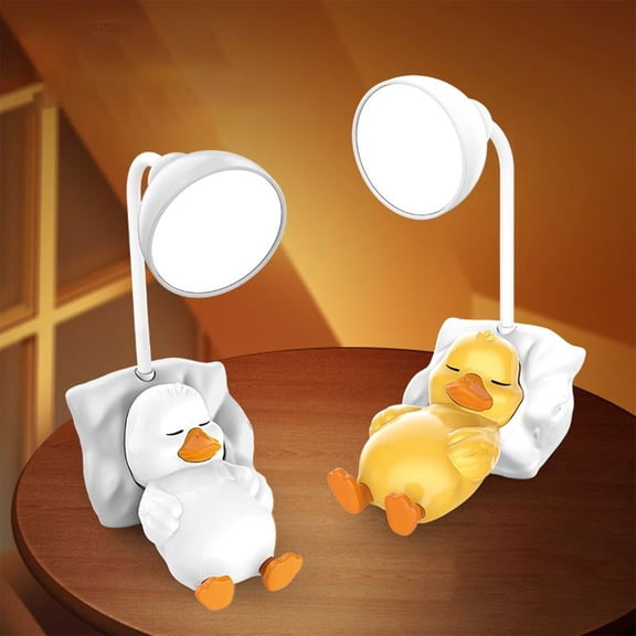 SeekLGT Lying Down Duck Night Light USB Rechargeable LED Desk Lamp Cute Silicone Bedside Lamp Portable Reading Light for Bedroom