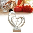 thumbnail image 1 of SeekLGT Marriage Takes Three Entwined Hearts Cross Resin Figurine 9 Inch Christian Couple Wedding Gift Valentine Anniversary Tabletop Decor, 1 of 9
