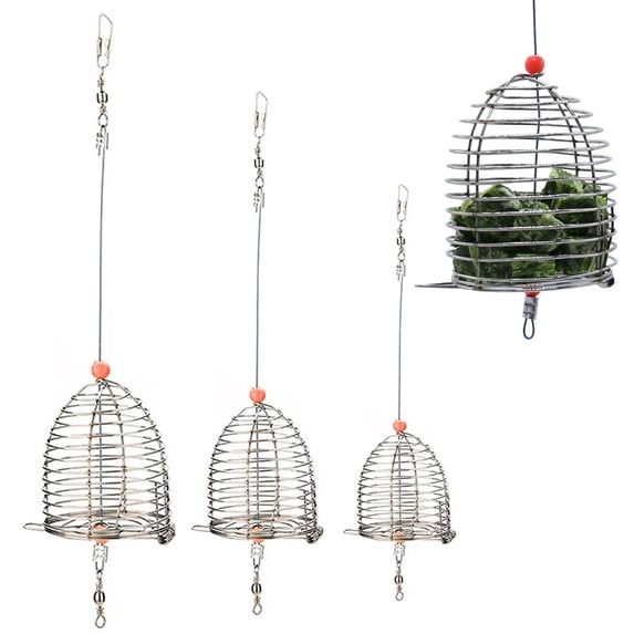 SeekLGT Medium Stainless Steel Fishing Bait Cage, Carp Bait Trap Feeder Basket for Catfish and Chum Rig, Rust Resistant Lure Holder for Freshwater Saltwater, 1pc