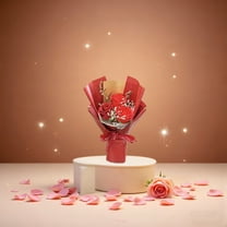 SeekLGT Mini Artificial Rose Bouquets Real Touch Small Hand-Tied Forever Roses with Paper Wrap for Wedding Table Home Decor Valentine Gift