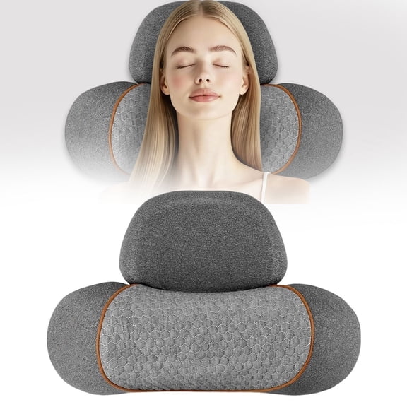 SeekLGT Neck Massager Pillow with Heat and Traction 3-in-1 Deep Tissue Cervical Device for Shoulder Pain Relief and Neck Hump Correction Includes Charging Cable 1 Count