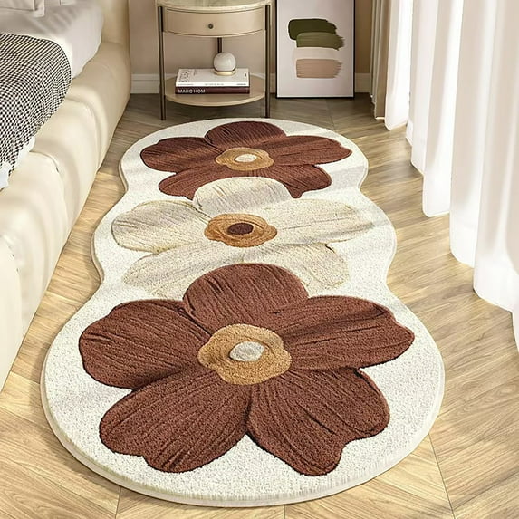 SeekLGT Non-Slip Washable Flower Pattern Rug, Rubber Backing Mat for Kitchen, Bathroom, Bedroom, Entryway, Indoor Carpet for Home