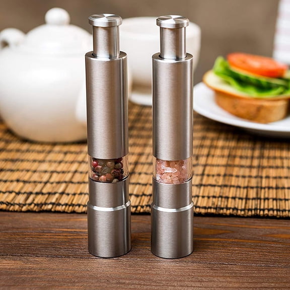SeekLGT One Handed Pepper Grinder Thumb Press Spice Mill Portable Salt and Pepper Shakers for Kitchen Dining and Restaurants