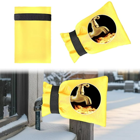 SeekLGT Outdoor Faucet Covers for Winter 7x9 Inch Upgraded Thick 420D Insulated Spigot Socks with Straps Freeze Protection Hose Bib Cover Black