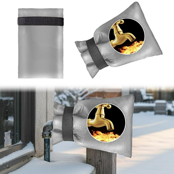 SeekLGT Outdoor Faucet Covers for Winter 7x9 Inch Upgraded Thick 420D Insulated Spigot Socks with Straps Freeze Protection Hose Bib Cover Black