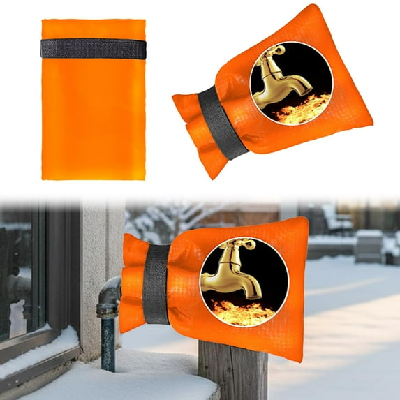 SeekLGT Outdoor Faucet Covers for Winter 7x9 Inch Upgraded Thick 420D Insulated Spigot Socks with Straps Freeze Protection Hose Bib Cover Black