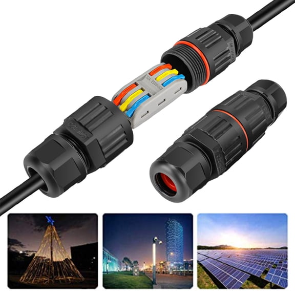 SeekLGT Outdoor Wire Connector IP68 Waterproof Electrical Cable Joiner Sleeve for Street Light Junction Box and Garden Lighting Extension Cord Splicer Black 1 Count