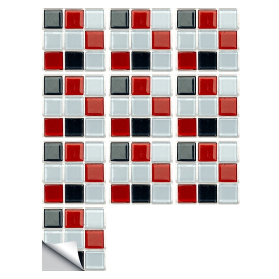 SeekLGT Peel and Stick Tile Stickers, 3D Wall Sticker with Waterproof PVC, Removable Self Adhesive Square Tile for Kitchen Backsplash Bathroom Wall Decor